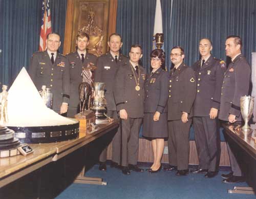 David Cramer, Jack Vincent, Jack Writer, Margaret Murdock, Steve Kern, and Sam Burkhalter at the Pentagon with Chief, Army Reserve (on right).